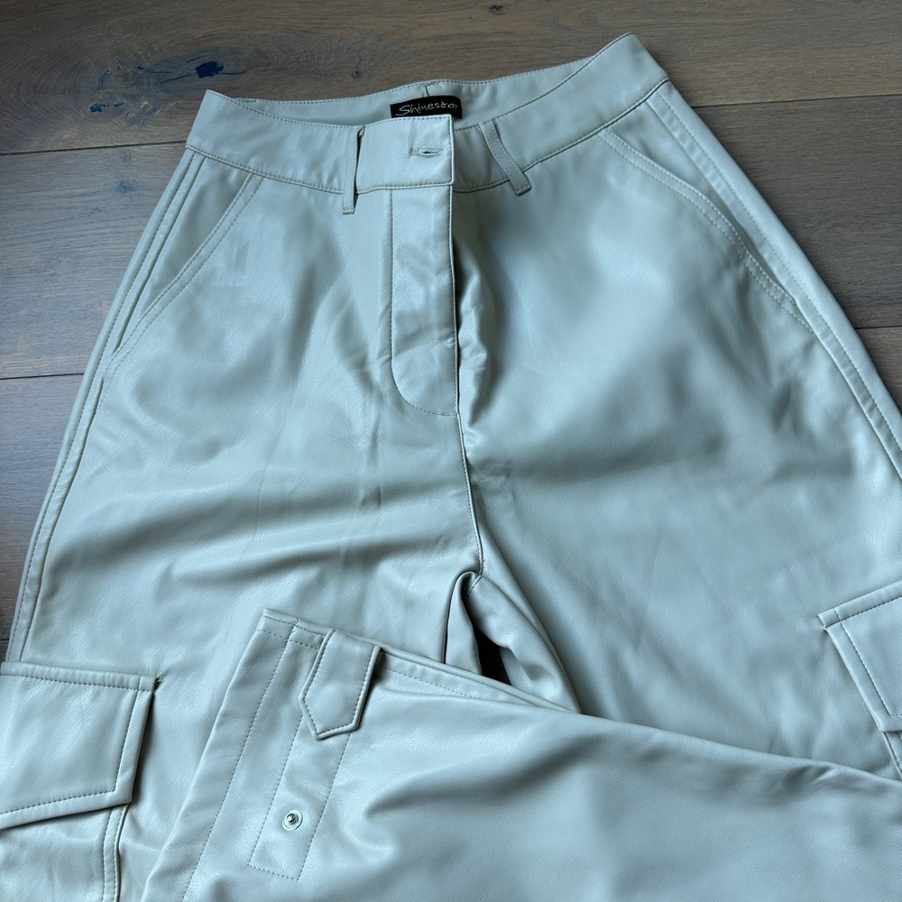 Windsor store beige pleather cargo pants